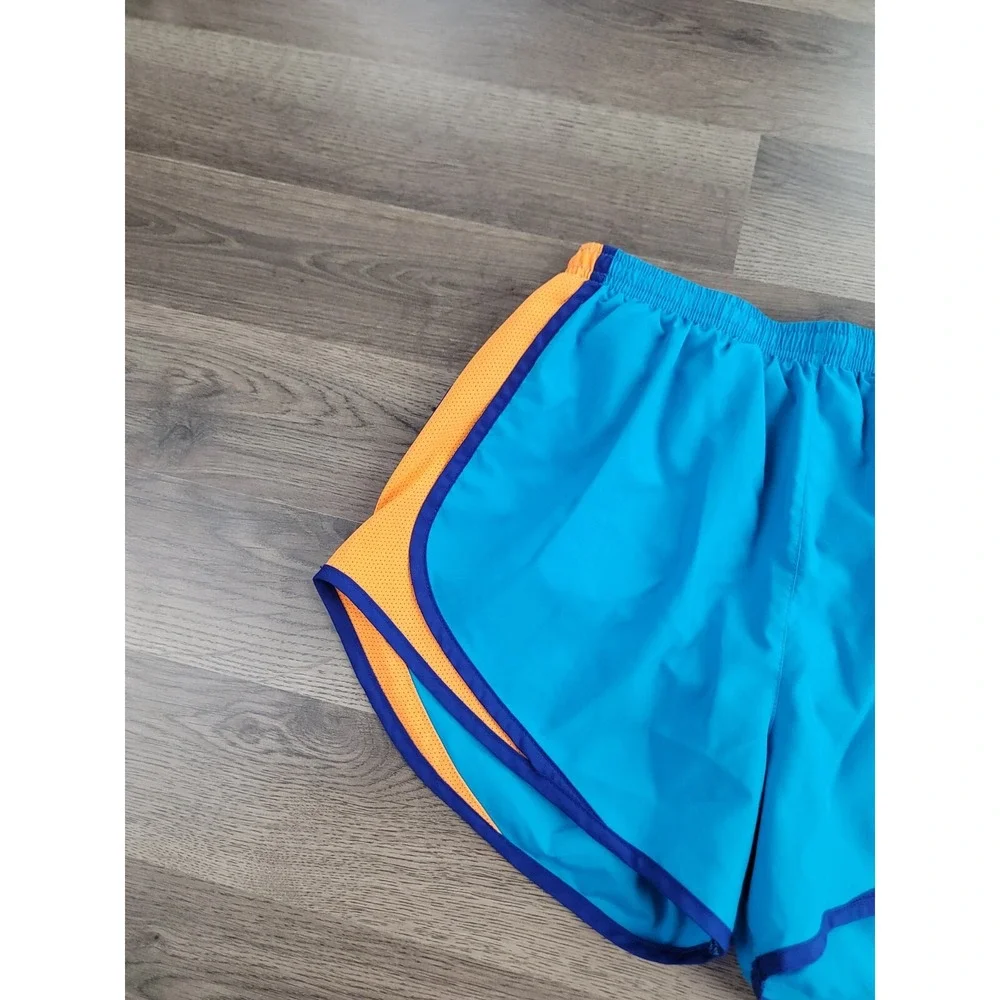 Nike Running Shorts Womens Dri-Fit Brief Lined Tempo Shorts Small Blue 3'' Logo